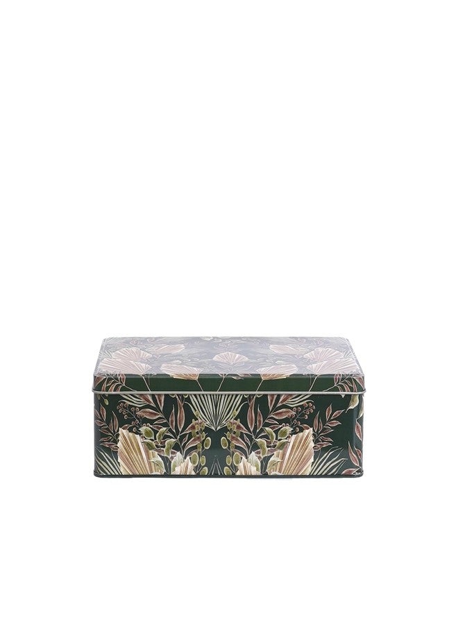 GLISTENDECOR Tin Storage Box - Medium Rectangular (Olive Green) | Airtight Cookie, Biscuit & Kitchen Decor Jar | Multipurpose Box for Beads, Buttons & Medical Kit Organizer pack of 1 - Image 3